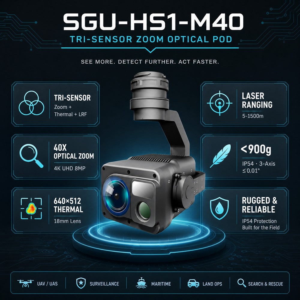SGU-HS1-M40 40× Zoom Thermal UAV Gimbal with Laser Rangefinder