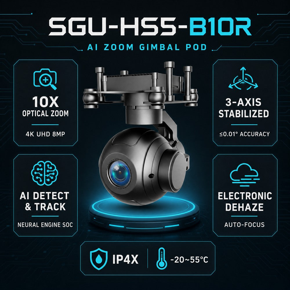 SGU-HS5-B10R 10× Optical Zoom 4K 3-Axis UAV Gimbal Camera