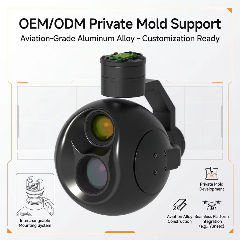 Lightweight dual-sensor drone gimbal camera Used for railway inspection