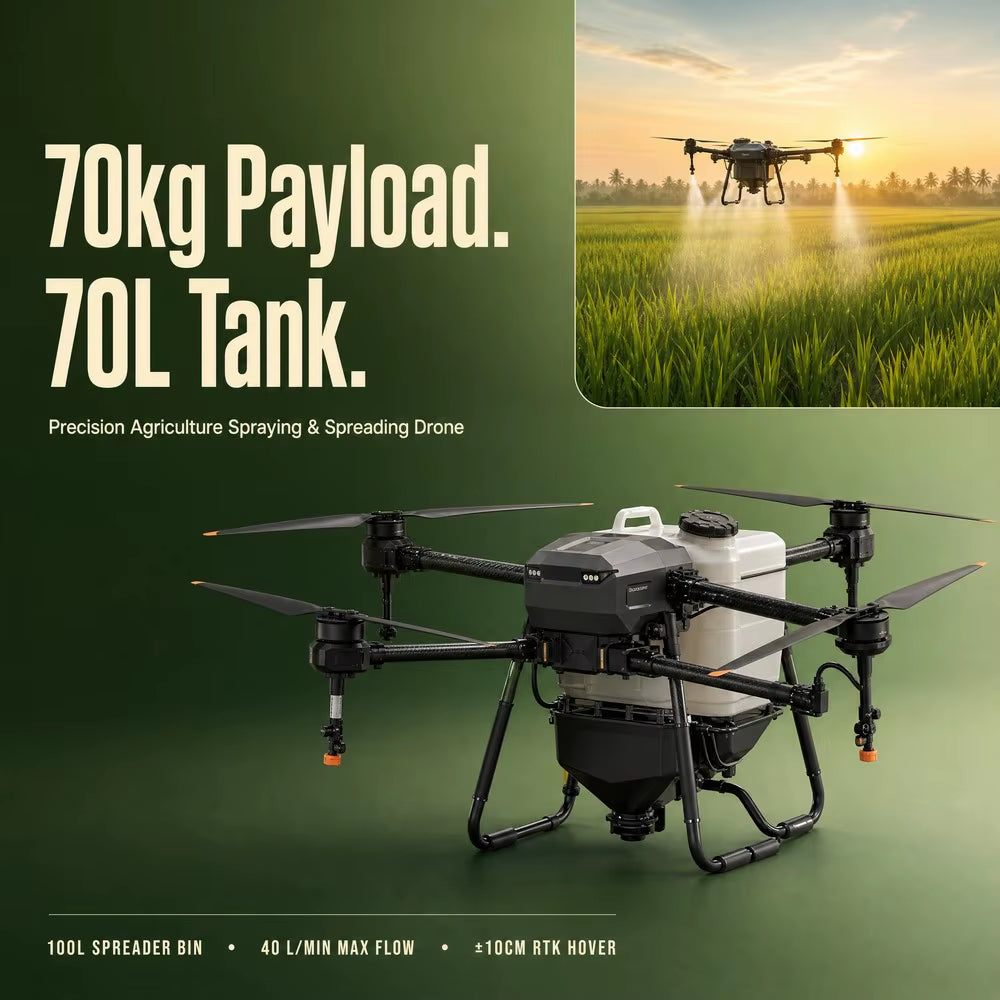 Agras T70P Agricultural Drone 50L Spray 100L Spread 70KG RTK GPS UAV