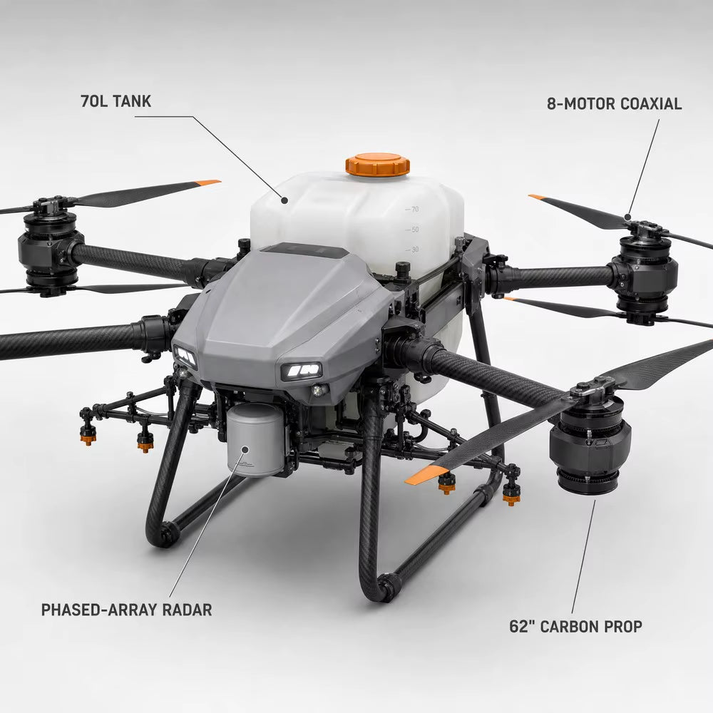 Agras T70P Agricultural Drone 50L Spray 100L Spread 70KG RTK GPS UAV
