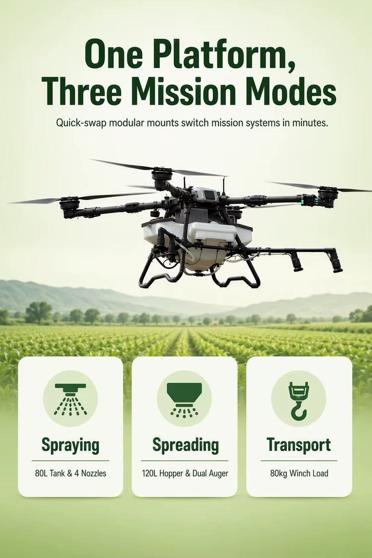 Dron agrícola de esparcimiento de fertilizante Z80