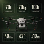 Agras T70P Agricultural Drone 50L Spray 100L Spread 70KG RTK GPS UAV