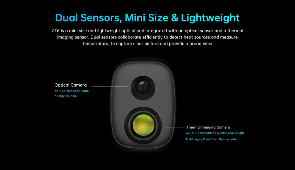 ZT6 Mini Dual Sensor Gimbal 4K 30X Zoom