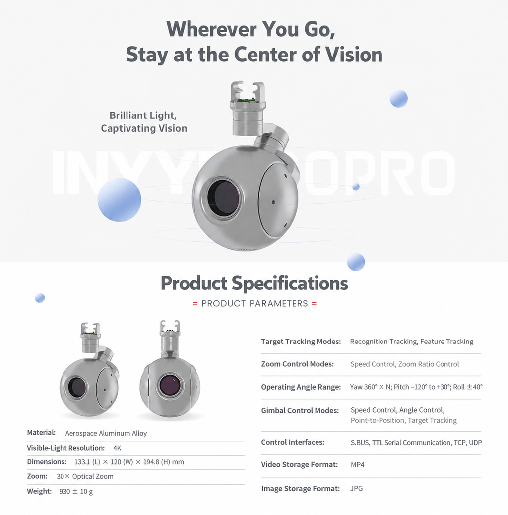 INYYO Q30Pro 4K AI Optical Pod Gimbal Camera 30X Optical Zoom