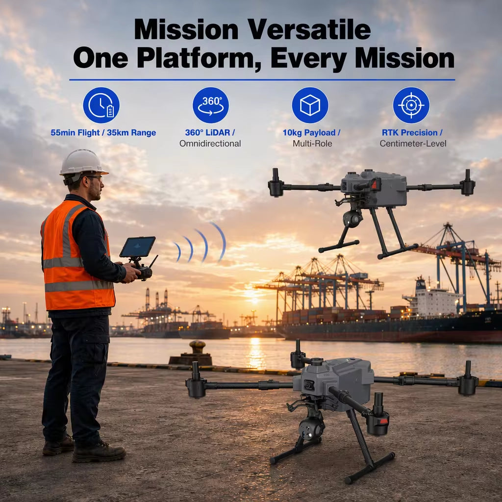 UniDrone E1000 10kg Payload 55min Flight 35km Range