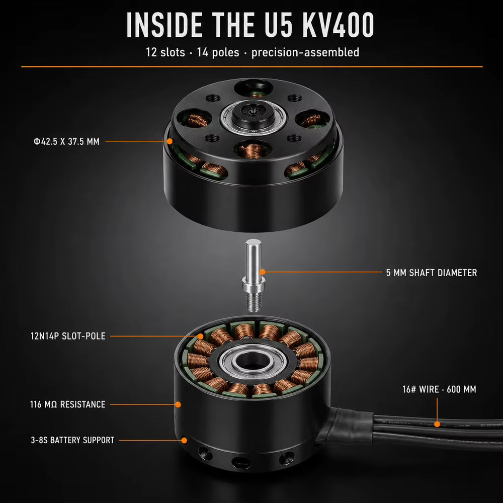U5 KV400 12N14P external rotating brushless motor