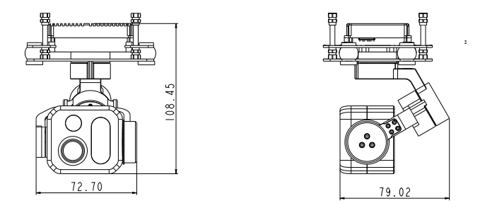 SGU-HS2-M0 front and side dimension drawing
